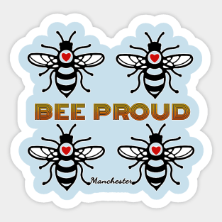 MANCHESTER BEE PROUD design with red love hearts Sticker